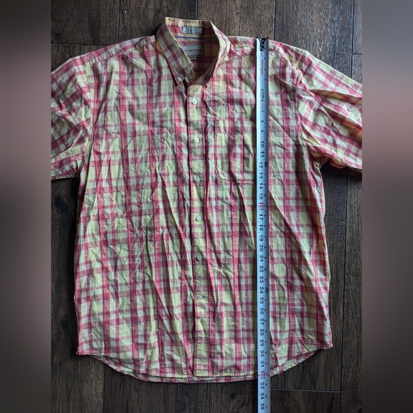 Cutter & Buck Chambray Short Sleeve Shirt Red & Yellow Plaid Mens XL 100% Cotton - Picture 8 of 16